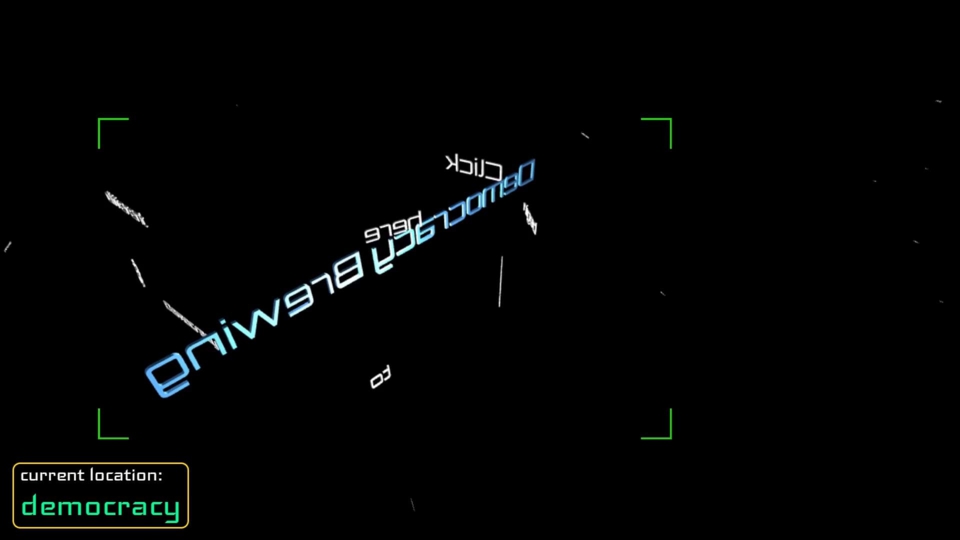 A word system floating in 3D space and including the words 